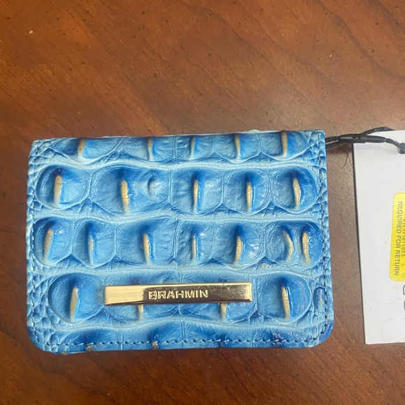 🆕🔥BRAHMIN🔥Croc-Embossed Mini Key Wallet in Cerulean Melbourne - NWT - Picture 1 of 4